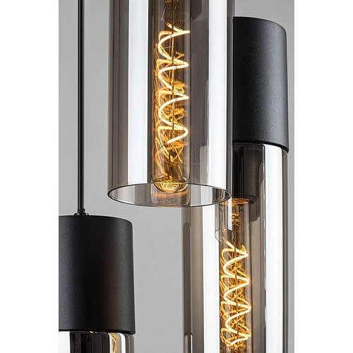 Kaskadowa lampa wisząca RONNO 72054 do sypialni loft przydymiona czarna