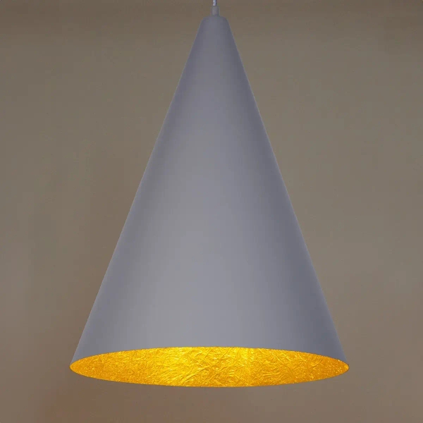 Salonowa lampa wisząca VESUVIO 41046  kompozyt stożek szary złoty
