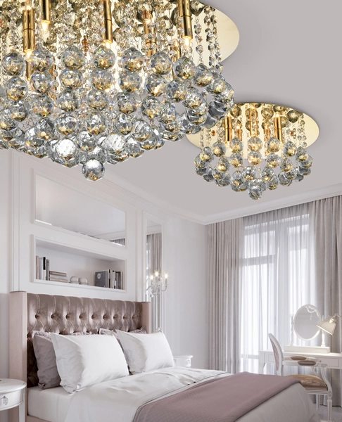 Okrągła lampa przysufitowa Bolla crystals do pokoju chrom