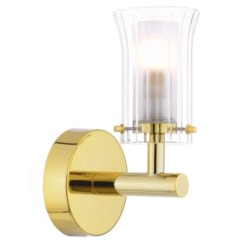 Łazienkowa lampa ścienna Elba ELB0735 szklany żebrowany IP44 złoty