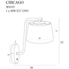 Kuchenna lampa ścienna CHICAGO W0195 Maxlight abażur metal tkanina biały