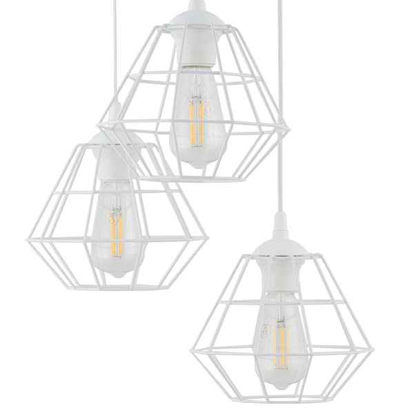 Lampa wisząca potrójna druciana Diamond 6213 TK Lighting loft biała