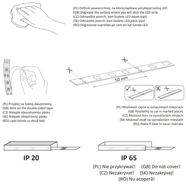 Taśma LED 314376 Polux 10W 6500K biała zimna IP20 biała