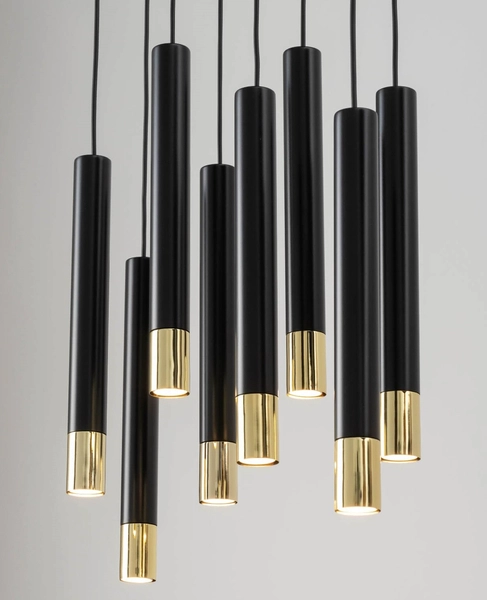 Metalowa lampa wisząca Sopel Grand 33398 czarna złota nad stolik