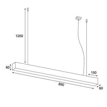 Lampa wisząca podłużna Lupinus 5115001203-1 Elkim LED 8W 4000K liniowa czarna