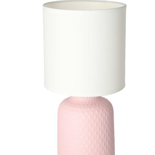 Nocna lampka Iner 41-79855 ceramika z abażurem biała różowa