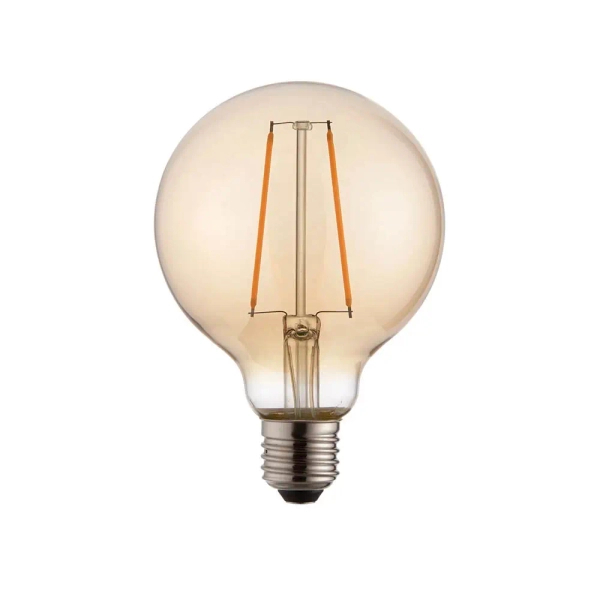 Kulista żarówka E27 77109 LED 2W 2200K szklana bursztynowa