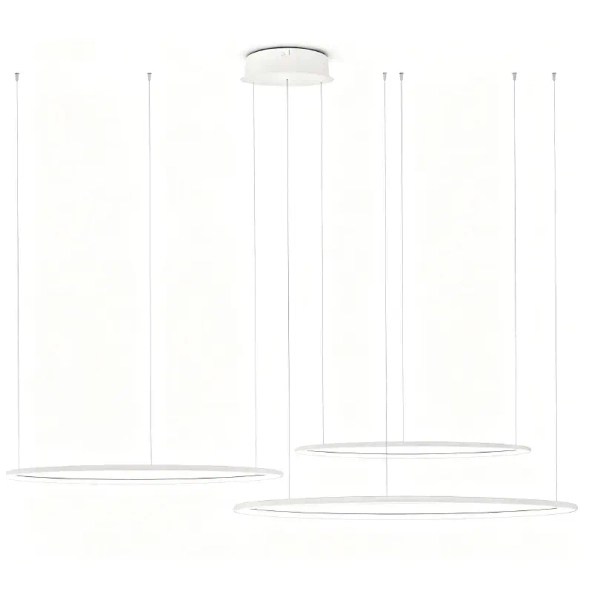 Potrójna wisząca lampa biała ringi LED 99W 3000K do sypialni nad stół pierścienie SLD/000011/3000/W/L