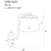 Salonowy kinkiet CHICAGO W0194 Maxlight metal tkanina czarny