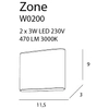 Oprawa ścienna do przedpokoju ZONE W0200 Maxlight LED 3W 3000K IP44 metal biała