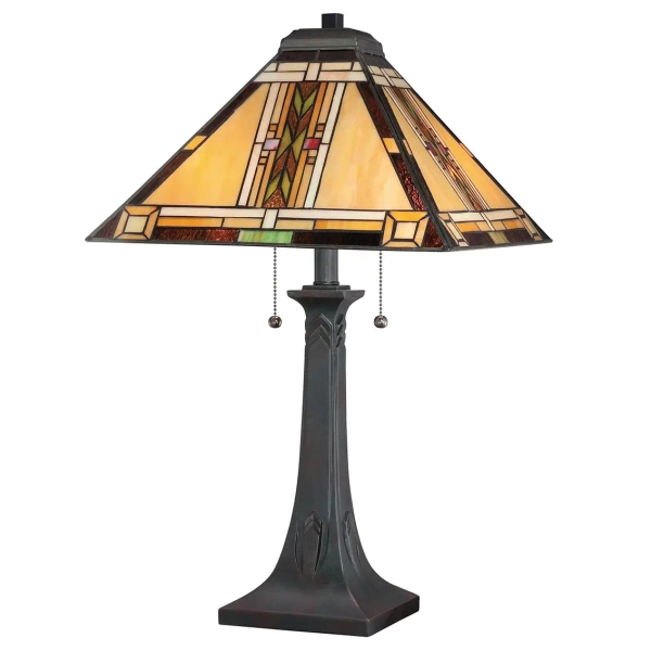 Witrażowa stołowa lampa Navajo QZ-NAVAJO-TL-VB szklana brązowa