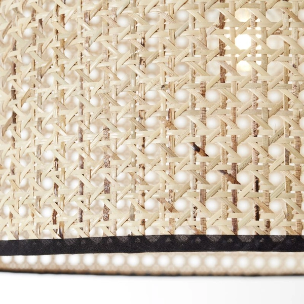 Łukowa lampa podłogowa Wiley 93138/06 rattanowy abażur beż czarny