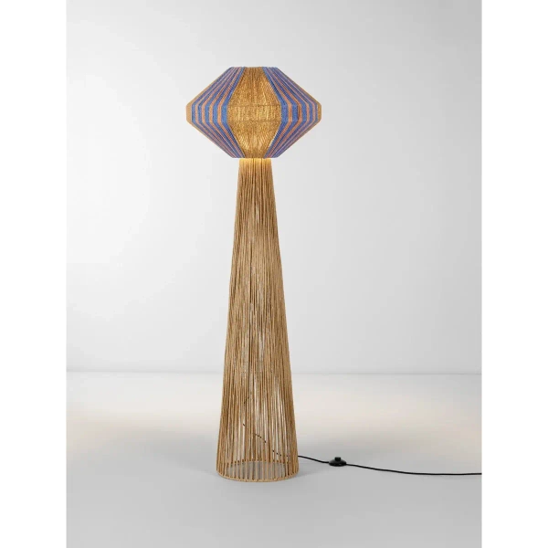 Geometryczna stojąca lampa TEVANDO LE45353 do salonu niebieska