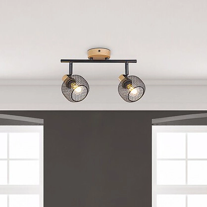 Regulowany plafon Grendel 3128 2-punktowa lampa sufitowa czarna drewno