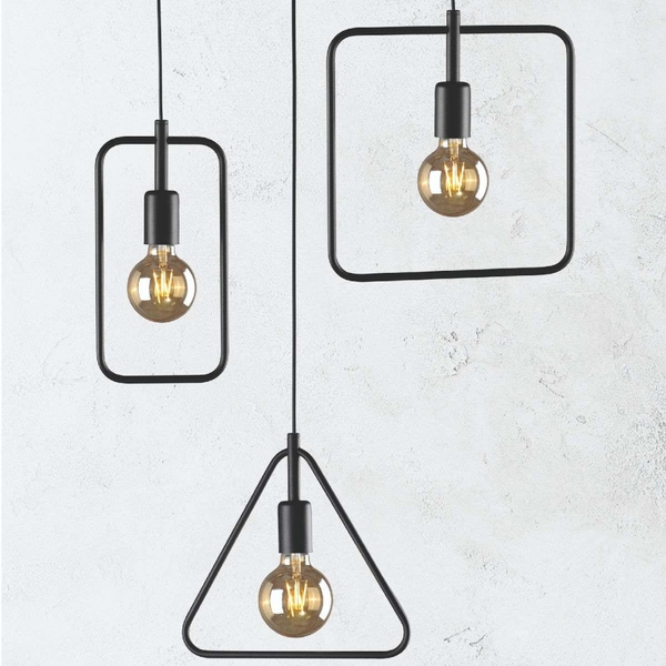 Prostokątna LAMPA wisząca Geo K-3830 Kaja metalowa OPRAWA ramka ZWIS frame czarna