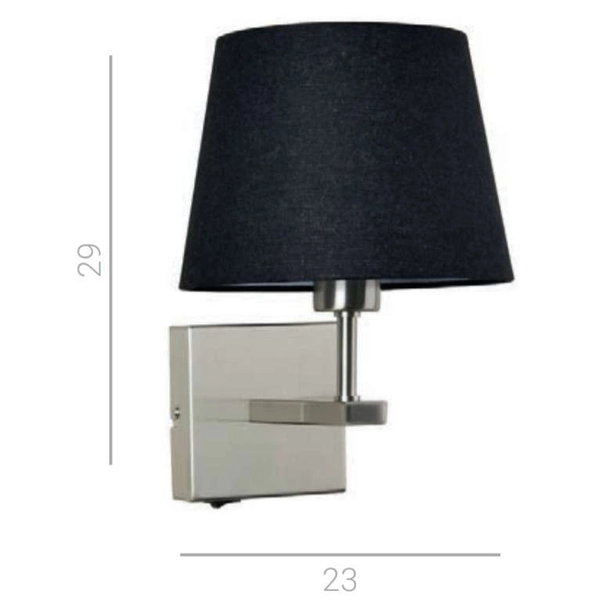 Ścienna LAMPA abażurowa NORTE WL-1122-1-A-SN-RO-BL Italux klasyczna OPRAWA kinkiet do czytania czarna nikiel