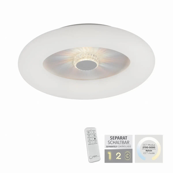 Plafon sufitowy VERTIGO biały glamour LED 30W 2700-5000K z pilotem regulowana barwa 14383-16