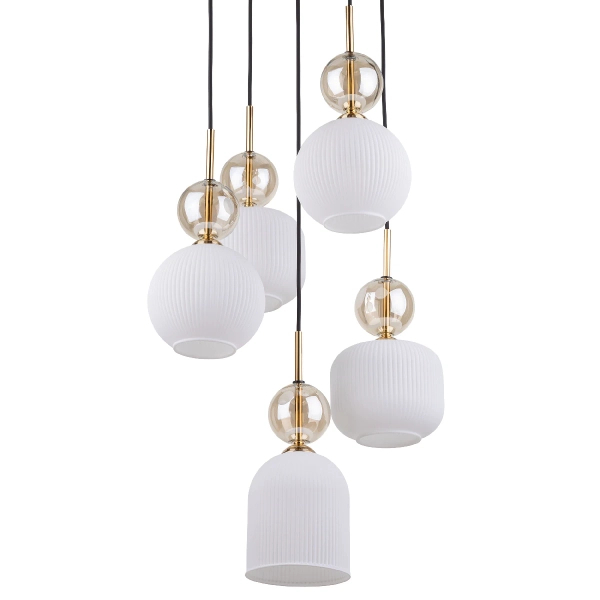 Wisząca lampa do przedpokoju Sophia Cognac 11593 szklana czarny biały