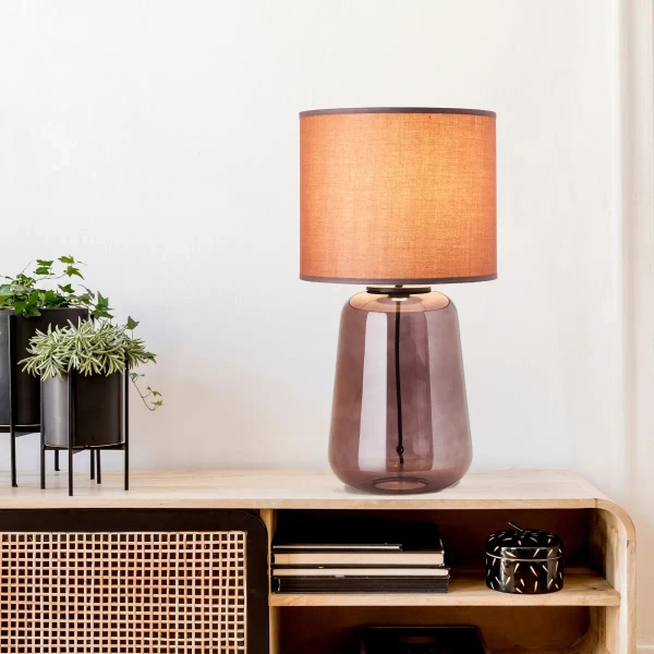 Szklana lampa stołowa Hydra 94546/08 do salonu fioletowa przezroczysta