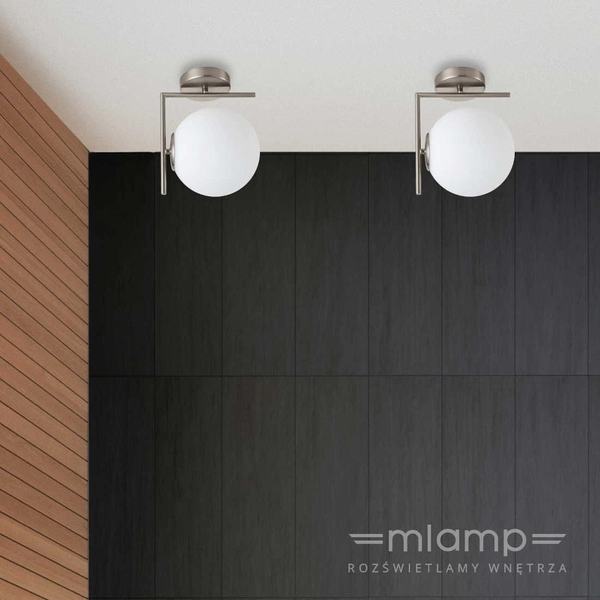 Ścienna LAMPA szklana CONDI MBM-7475/1 SN MDECO loftowa OPRAWA kinkiet kula ball satyna biała