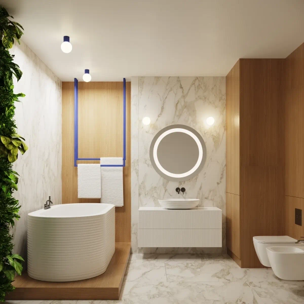 Kulista lampa ścienna do łazienki HALO SL.1737 kula IP44 biała niebieska