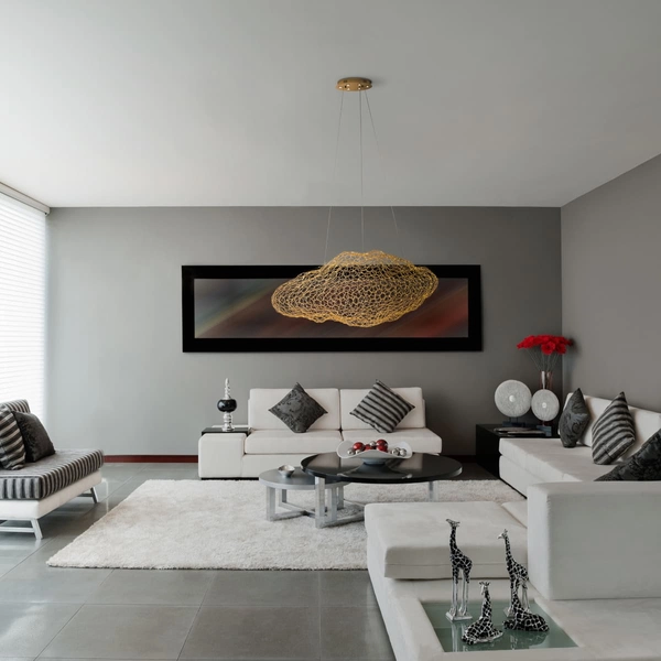 Ażurowa lampa designerska STARDUST P0432 Maxlight LED 1+8W 3000K sufitowa stal złota