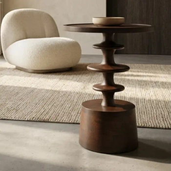 Kawowy stolik BRERA MM001501100412 brązowa drewniana do salonu 45cm