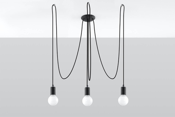 LAMPA wisząca SL.0370 industrialna OPRAWA pająk ZWIS kable przewody żarówki bulbs loft czarny