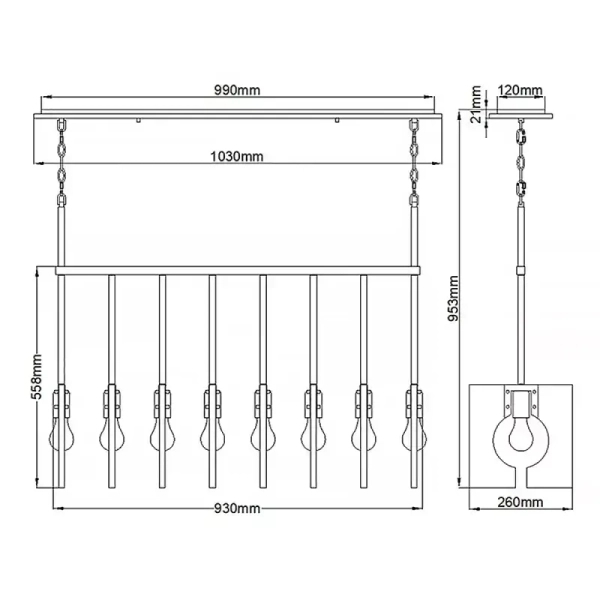 Lampa wisząca na łańcuchu LUDLOW QN-LUDLOW8-PN polerowany nikiel