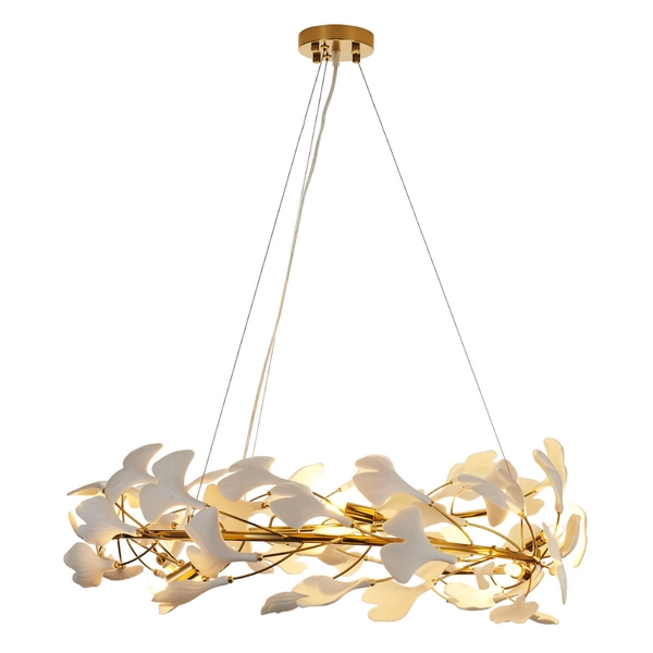 Wisząca lampa BOTANIKA XY080P-80 Step do jadalni glamour biała złota