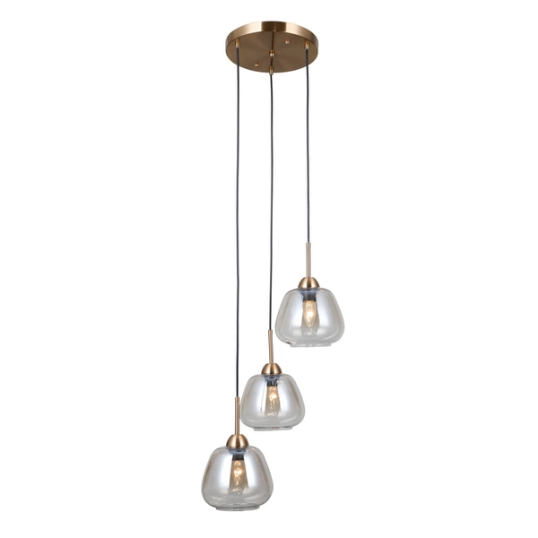 Nowoczesna lampa wisząca Felis PND-40824-3-GD szklana bursztynowa złota