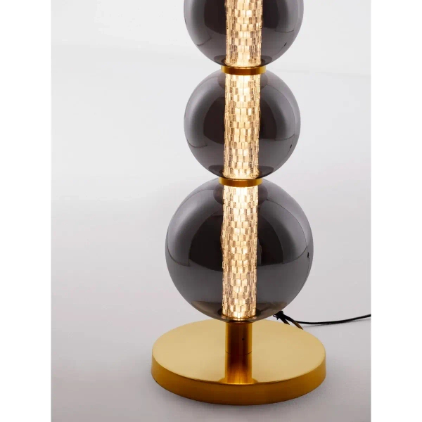 Dotykowa lampa podłogowa BRIVANO LE45144 37W LED 3000K kule balls szary złoty