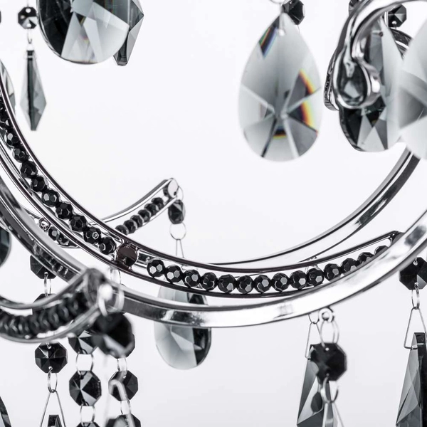 Pałacowa LAMPA wisząca BAROCCO MD72709-6B Italux świecznikowy ŻYRANDOL z kryształkami crystal maria teresa czarny przezroczysty