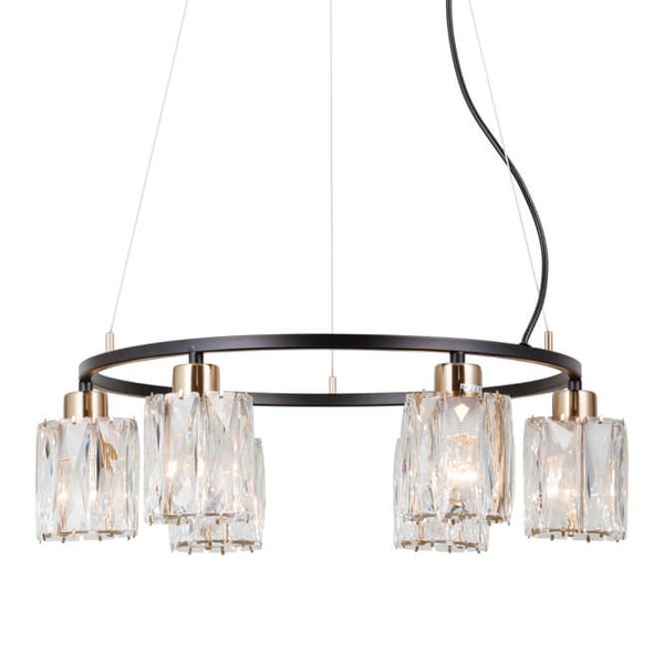 Lampa wisząca nad stół Simona PND-40814-6-BK-HBR czarny złoty przezroczysty
