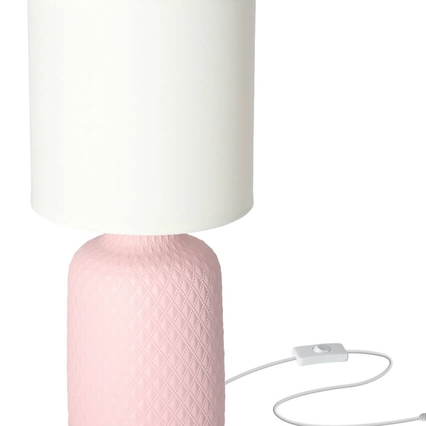 Nocna lampka Iner 41-79855 ceramika z abażurem biała różowa