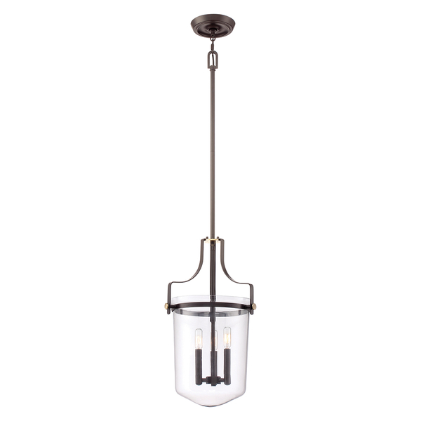 Szklana lampa wisząca Penn Station QZ-PENN-STATION-M-WT Quoizel przezroczysta brąz