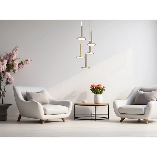 Salonowa lampa wisząca Esquel 5-punktowa LED 53W 3000K złota