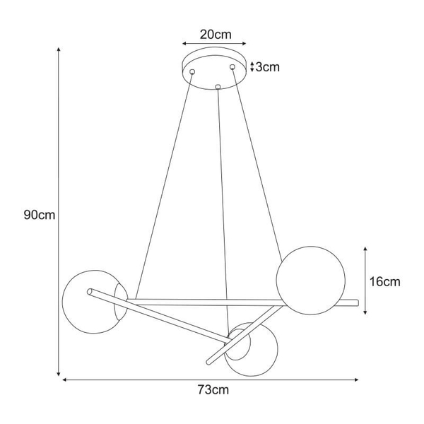Lampa wisząca Arton K-4966 z kulistymi kloszami biała czarna