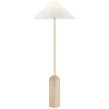 Stojąca lampa abażurowa Loxley F01463BR-WH metalowa mosiądz