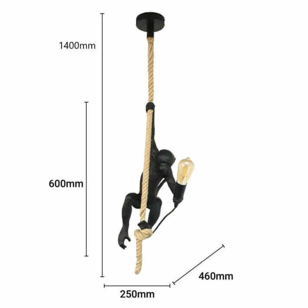 Wisząca lampa ozdobna Monkey ABR-KAR-C Abruzzo małpka do salonu czarny