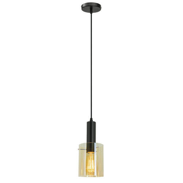 Loftowa lampa wisząca 2021/1 BL 21QG szklana czarna mosiądz