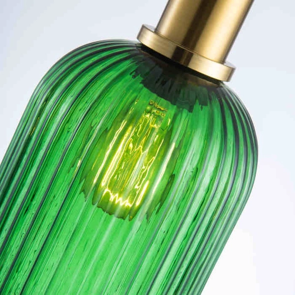 Plisowana LAMPA wisząca SUFFOLK 317377 Polux szklana tuba ZWIS loftowy do jadalni zielony