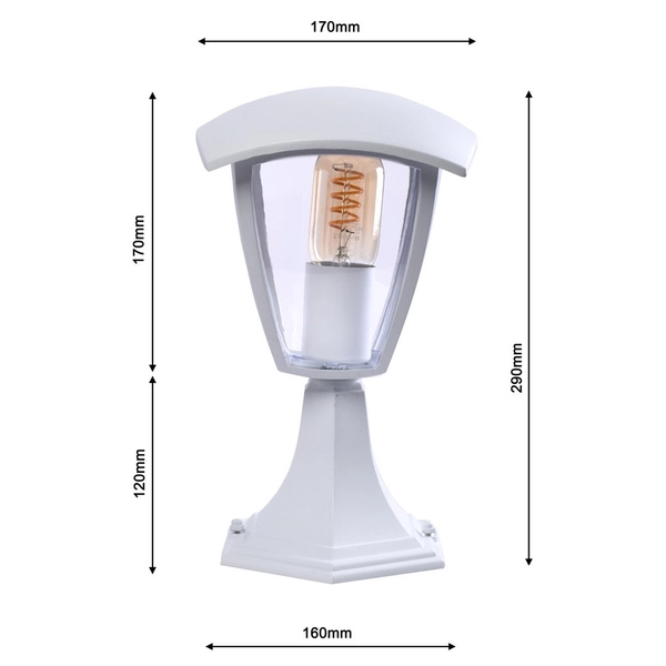 Biały słupek zewnętrzny FOX EKO3513 ogrodowa lampa retro outdoor