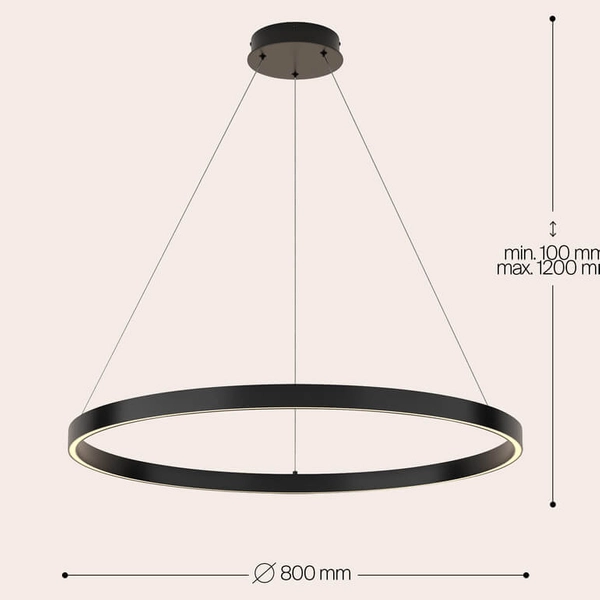 Lampa wisząca Rim MOD058PL-L42B3K loft pierścień czarny