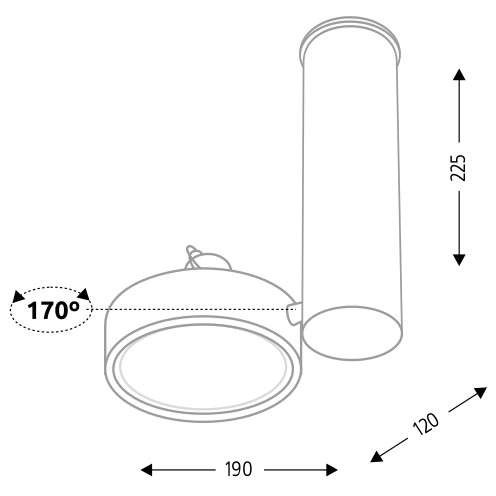 Reflektorowa LAMPA sufitowa NATORI 7210 Shilo regulowana OPRAWA metalowa SPOT tuba czarna