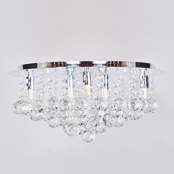 Okrągła lampa przysufitowa Bolla crystals do pokoju chrom