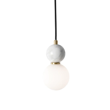 Lampa wisząca kula Bilo PL0137 do salonu marmur biała mosiądz