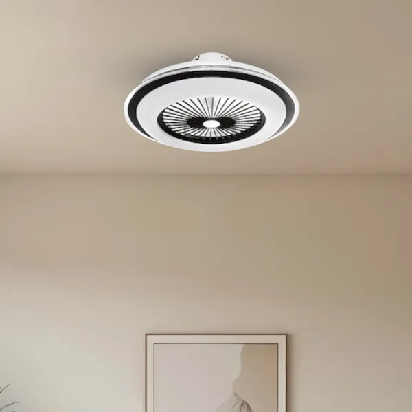 Sufitowa lampa z wiatrakiem Zephyr czarna biała ML1514 1xLED 48W 3000-6000K na pilot