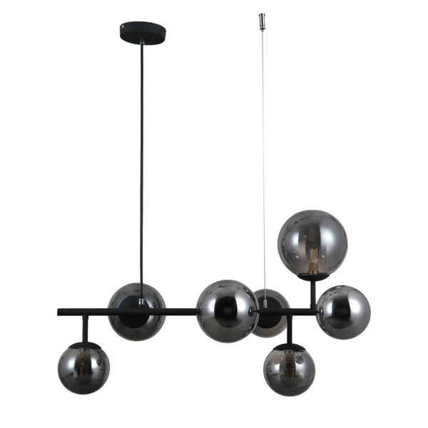 LAMPA wisząca FRONTERA PND-40423-7 Italux loftowa OPRAWA modernistyczny ZWIS kule balls czarne przydymione
