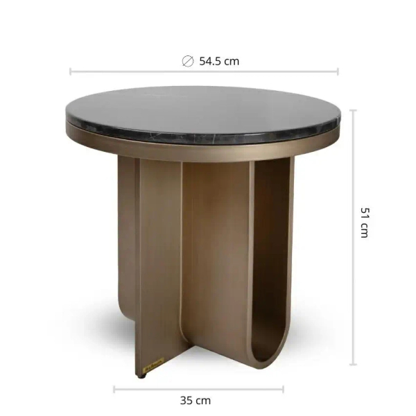 Okrągły stolik kawowy HARPER MM001501100389 czarny złoty dekor marmuru 55cm